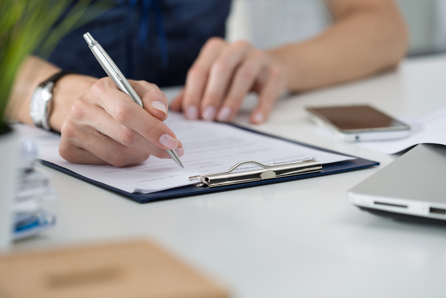 A Solicitor going over a document